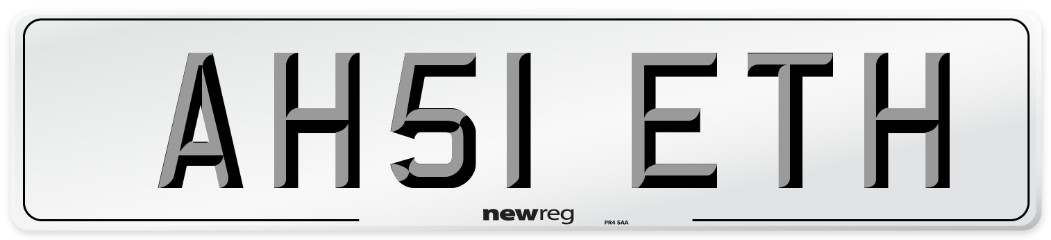 AH51 ETH Number Plate from New Reg